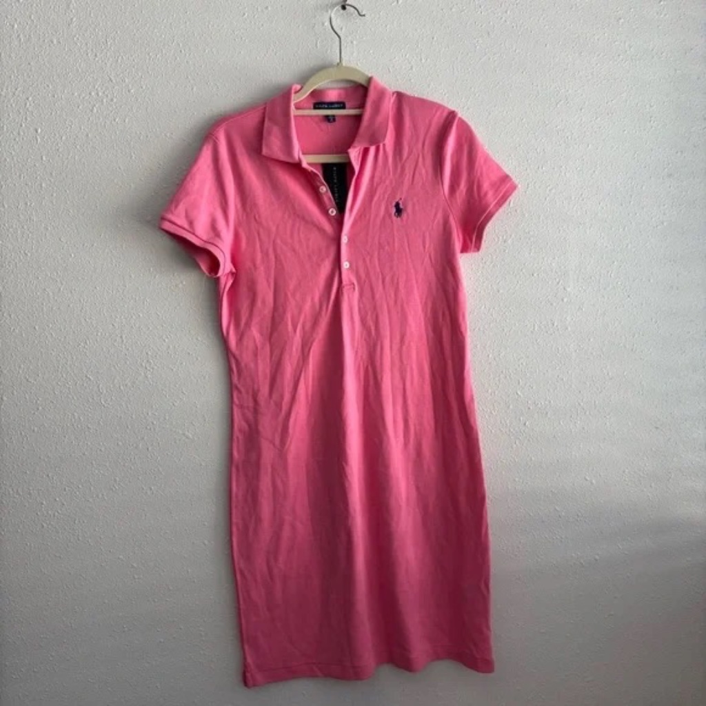 Nwt Ralph Lauren Pink Cotton Polo Dress - Size Medium